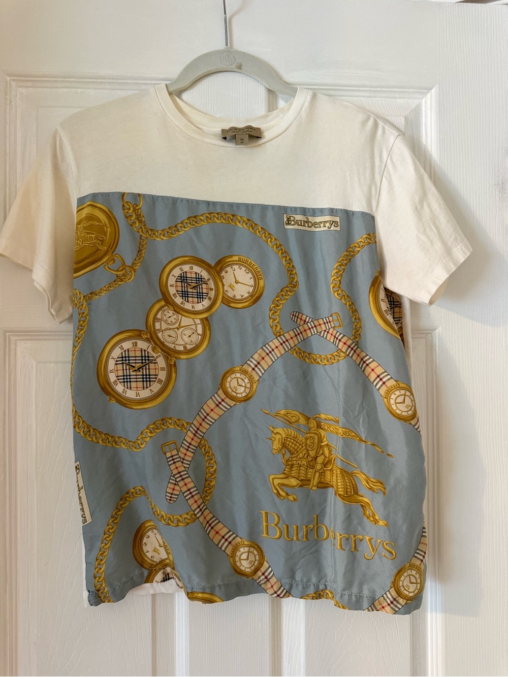 Burberry Light Blue, Cream and Gold Pocket Watch Graphic Tee